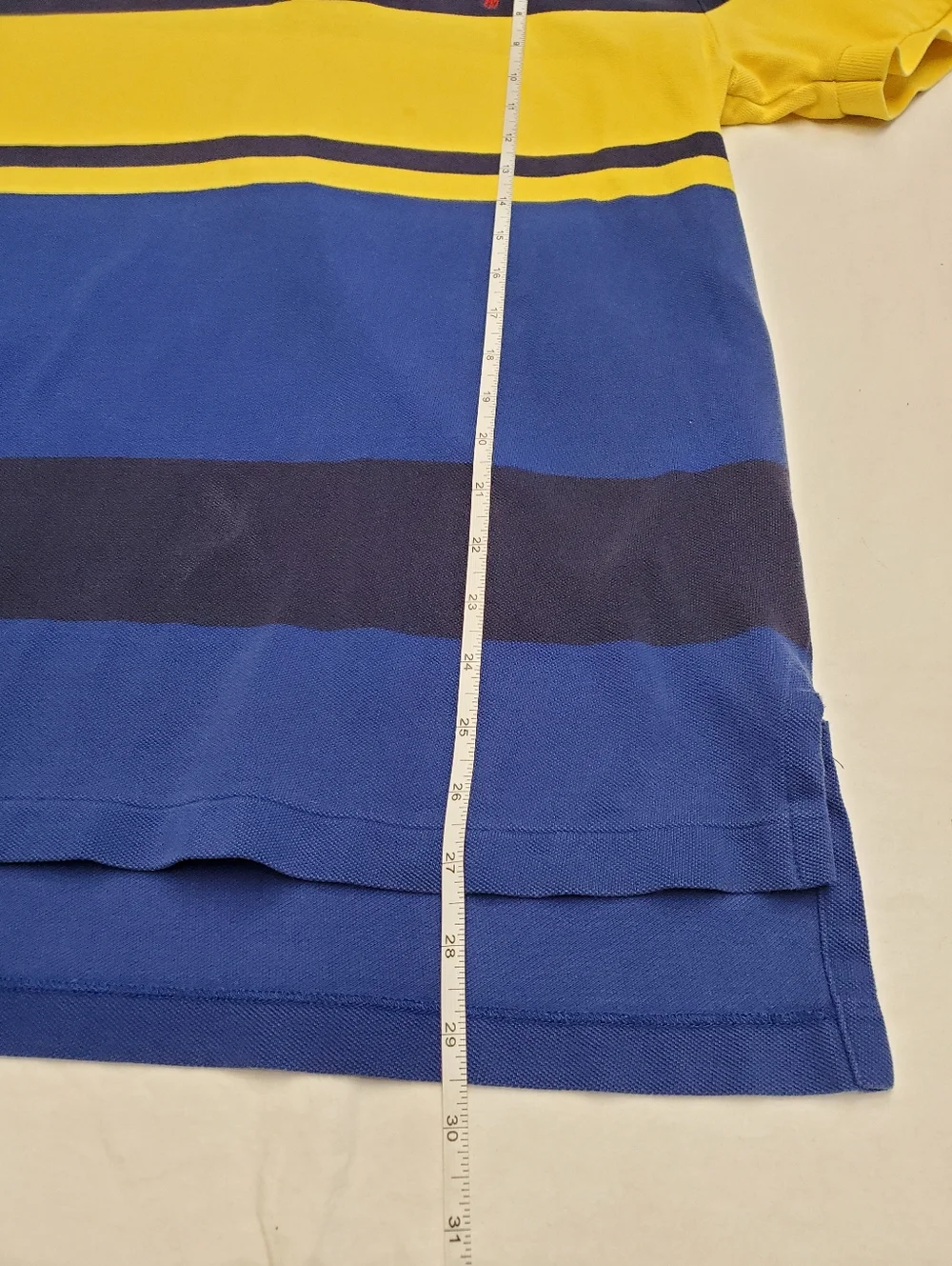 Vintage Polo Ralph Lauren Yellow Blue Striped Polo Shirt Men’s Large Classic